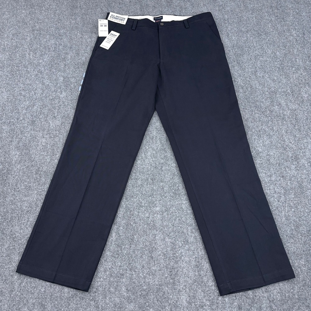 NEW Dockers Easy Khaki Pants Men 33x30 Navy Blue Classic Fit Stretch Preppy Golf - Picture 2 of 10